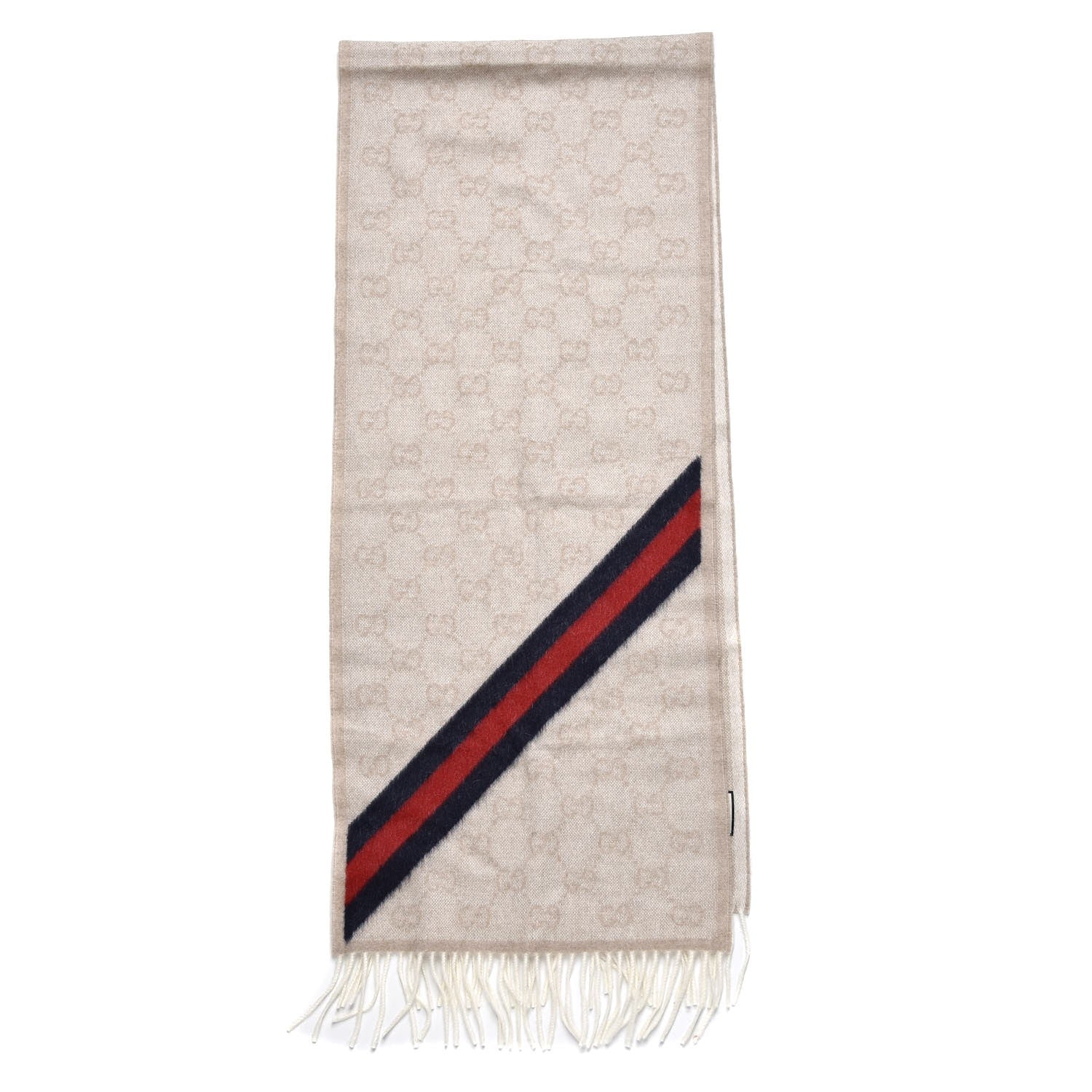 Gucci Wool Angora Monogram Web New Nikky Scarf Sand Blue 3 of 8