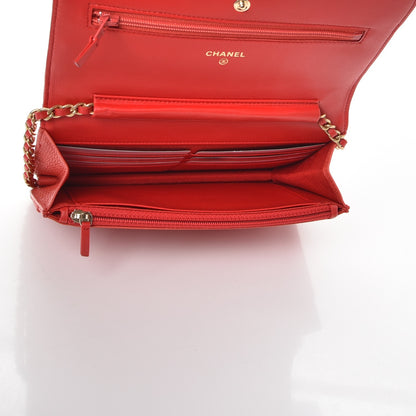 Chanel Letter Calfskin Embossed Quilted Wallet On Chain WOC Red 5 of 8
