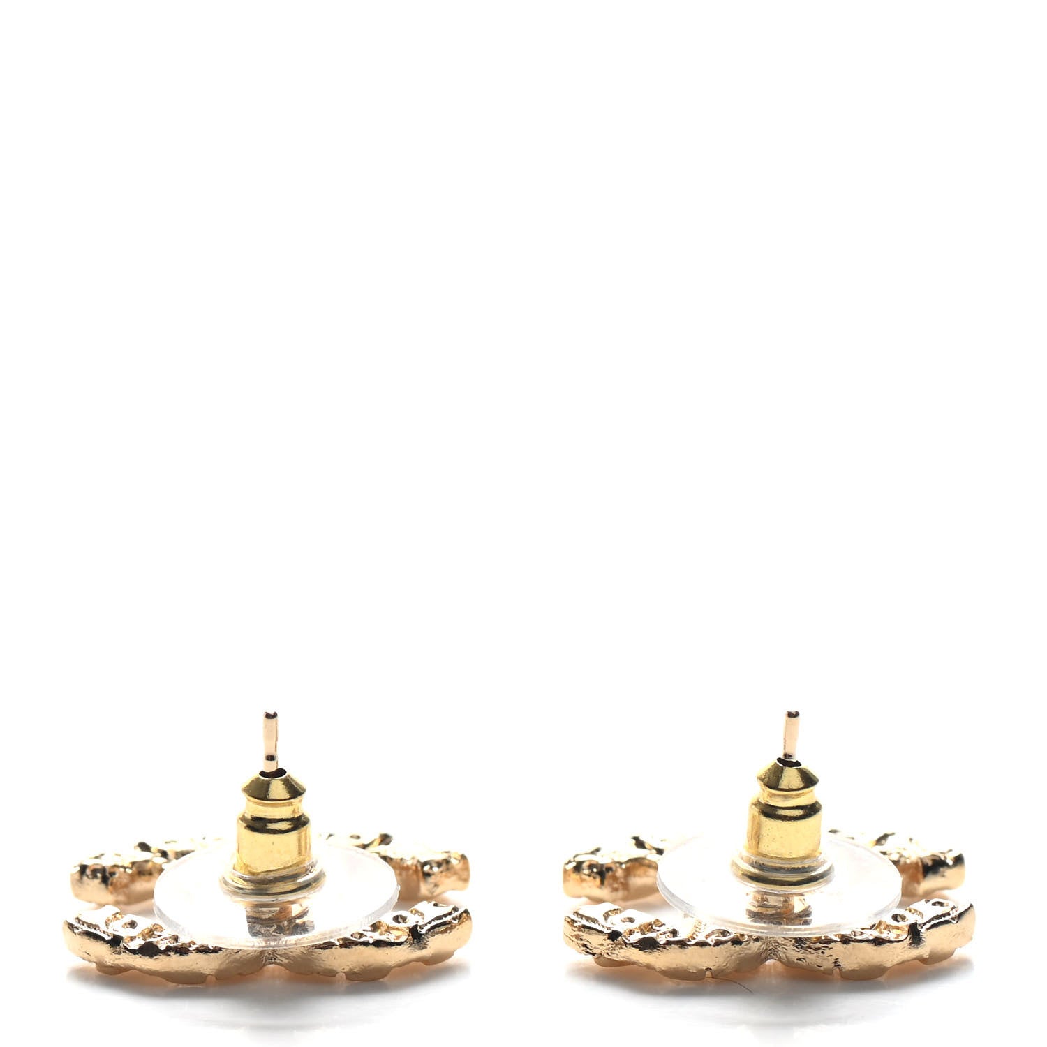 Chanel Textured CC Earrings Gold 3 of 5