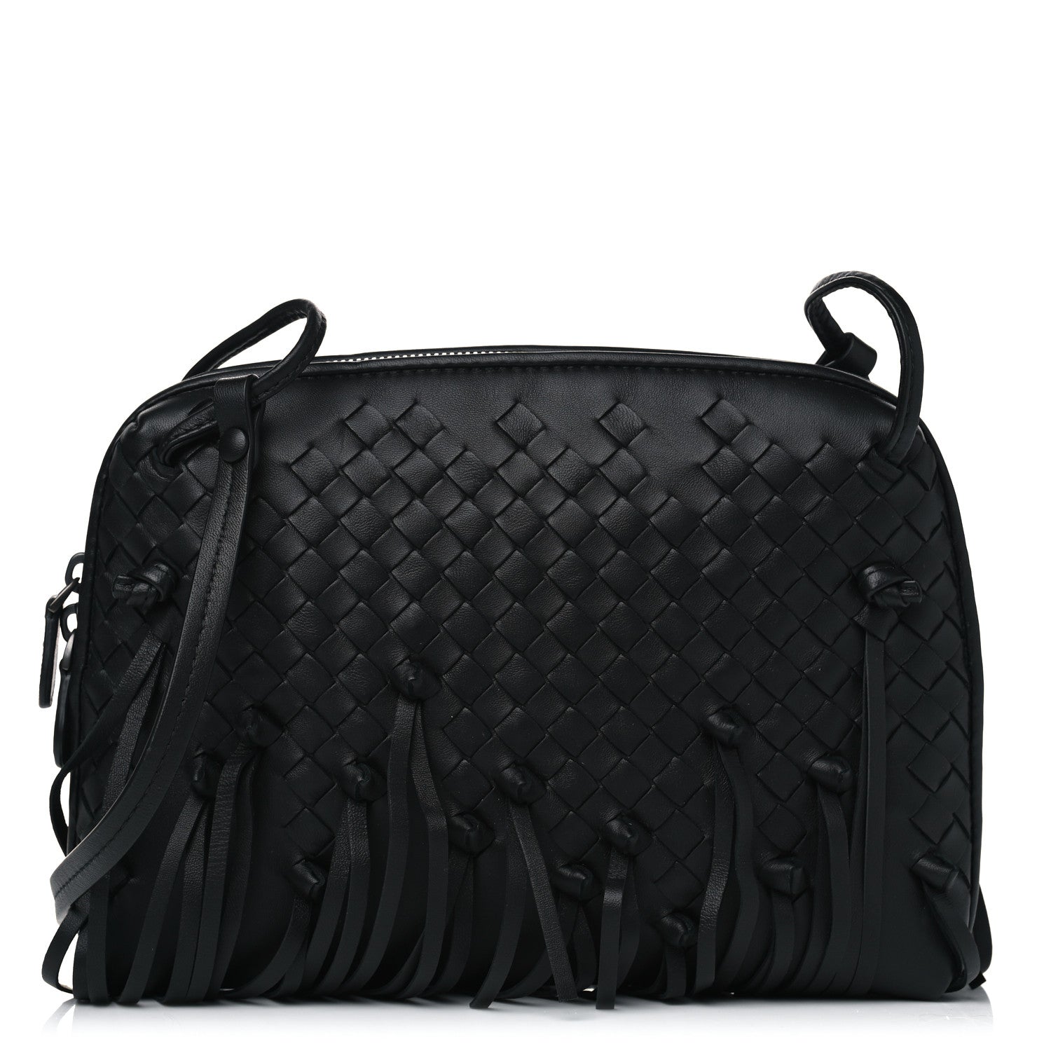 Bottega Veneta Nappa Intrecciato Fringe Nodini Crossbody Messenger Black 1 of 5