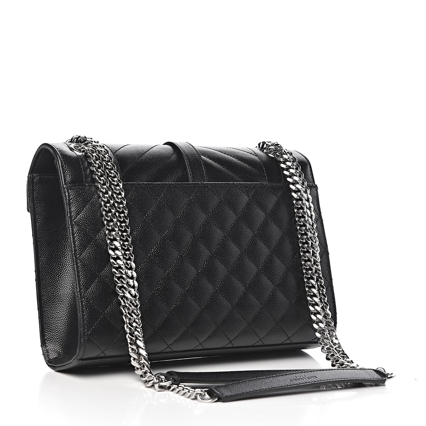 Grain De Poudre Textured Mixed Matelasse Triquilt Medium Monogram Satchel Black