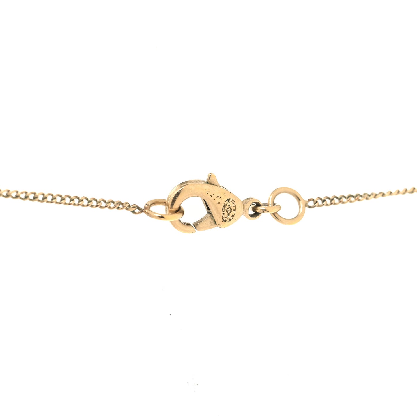 Baguette Crystal CC Necklace Light Gold