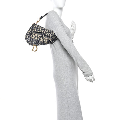 Christian Dior Oblique Embroidered Saddle Bag Blue 2 of 11
