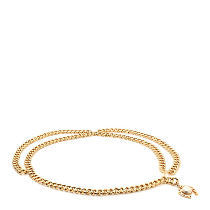 Chanel Metal Chain Pearl Horseshoe Belt Gold Pearly White 1 of 3
