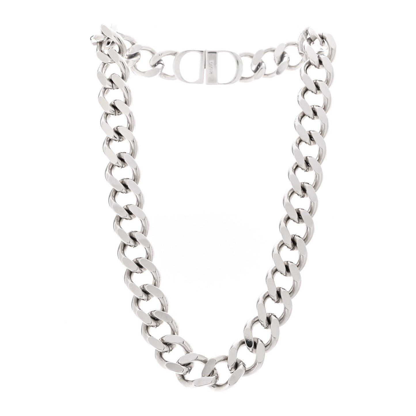 Metal CD Icon Chain Link Necklace Silver