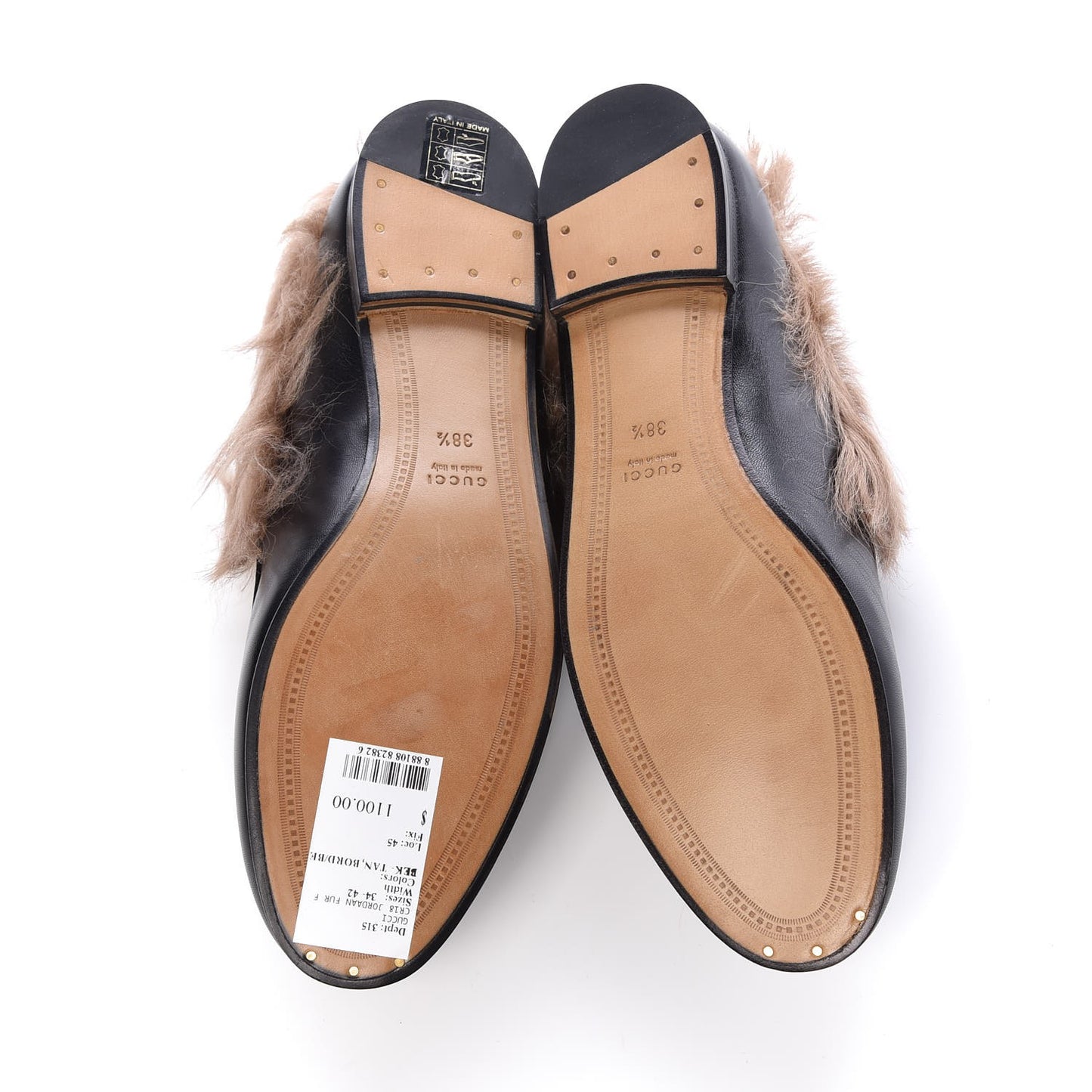 Malaga Kid Fur Womens Jordaan Loafers 38.5 Black Natural