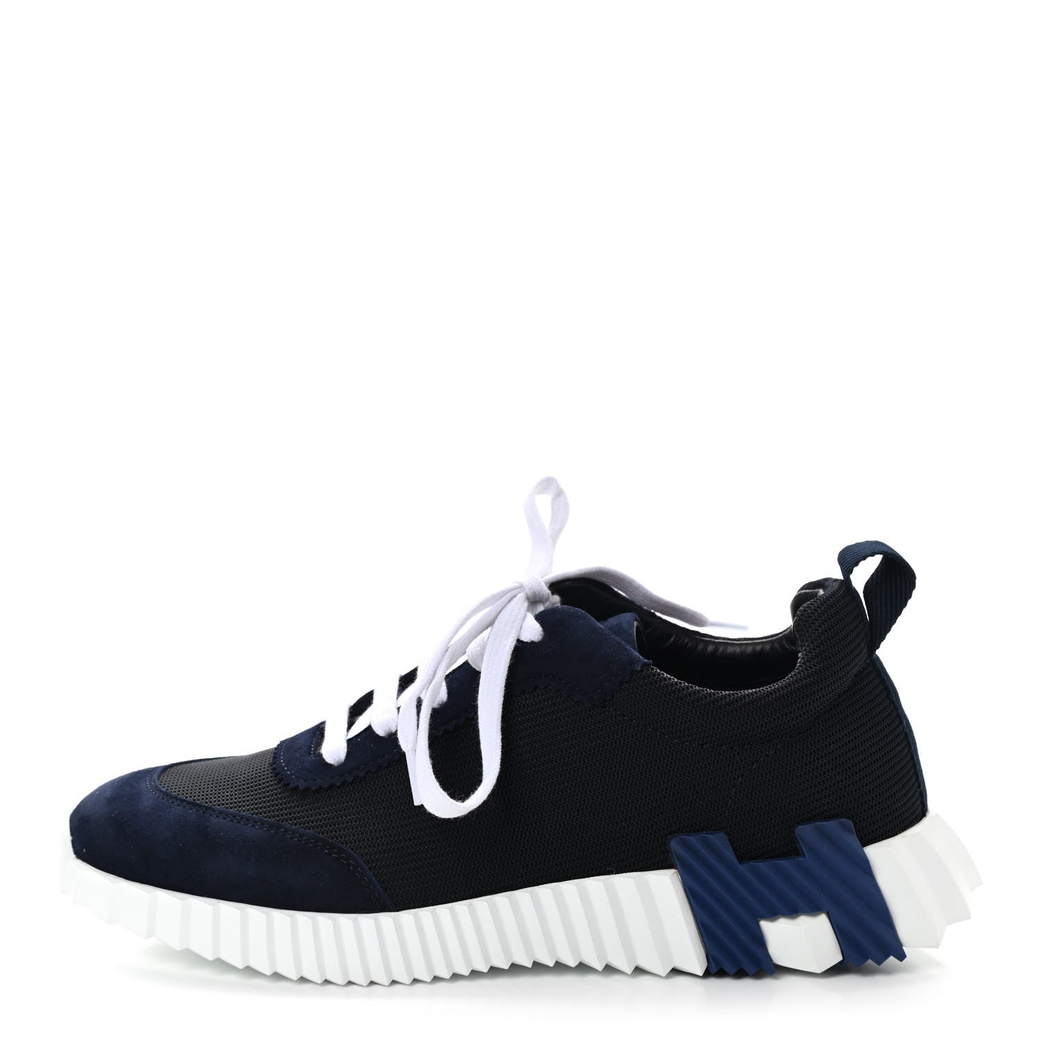 Hermes Technical Canvas Suede Goatskin Bouncing Sneakers 39.5 Marine 1 of 8