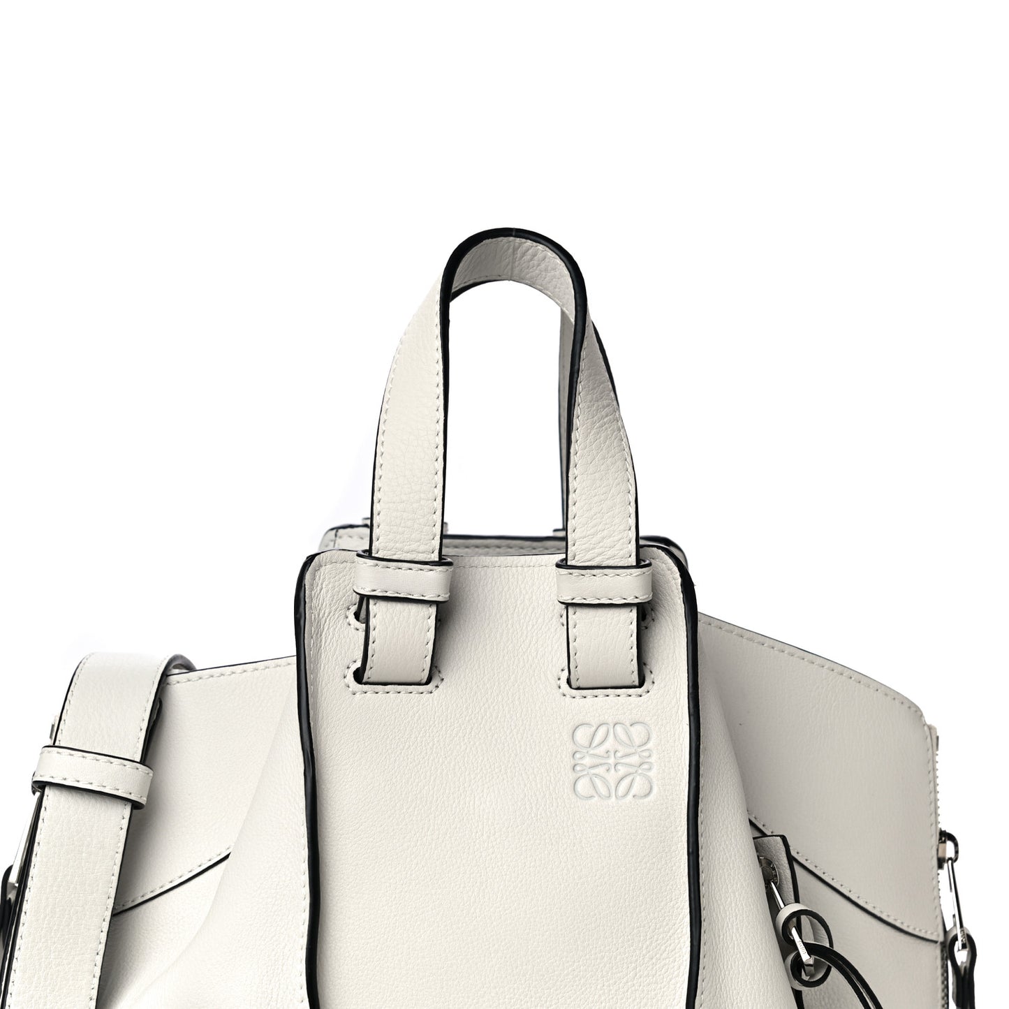 Grained Calfskin Small Hammock Shoulder Bag Soft White