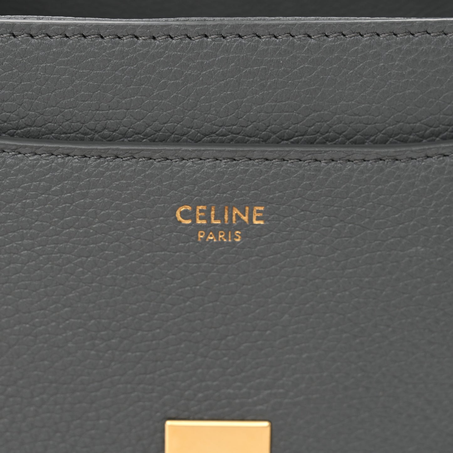 Grained Calfskin Small 16 Top Handle Bag Medium Grey