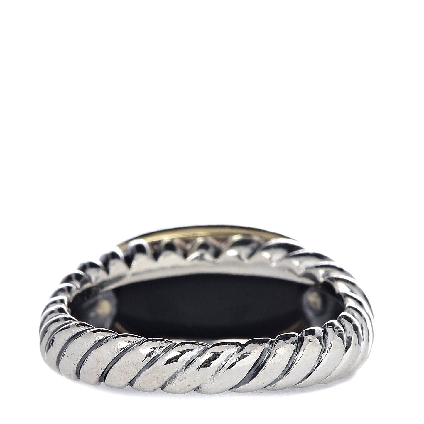 Sterling Silver 18K Yellow Gold Black Onyx Ring 54 7