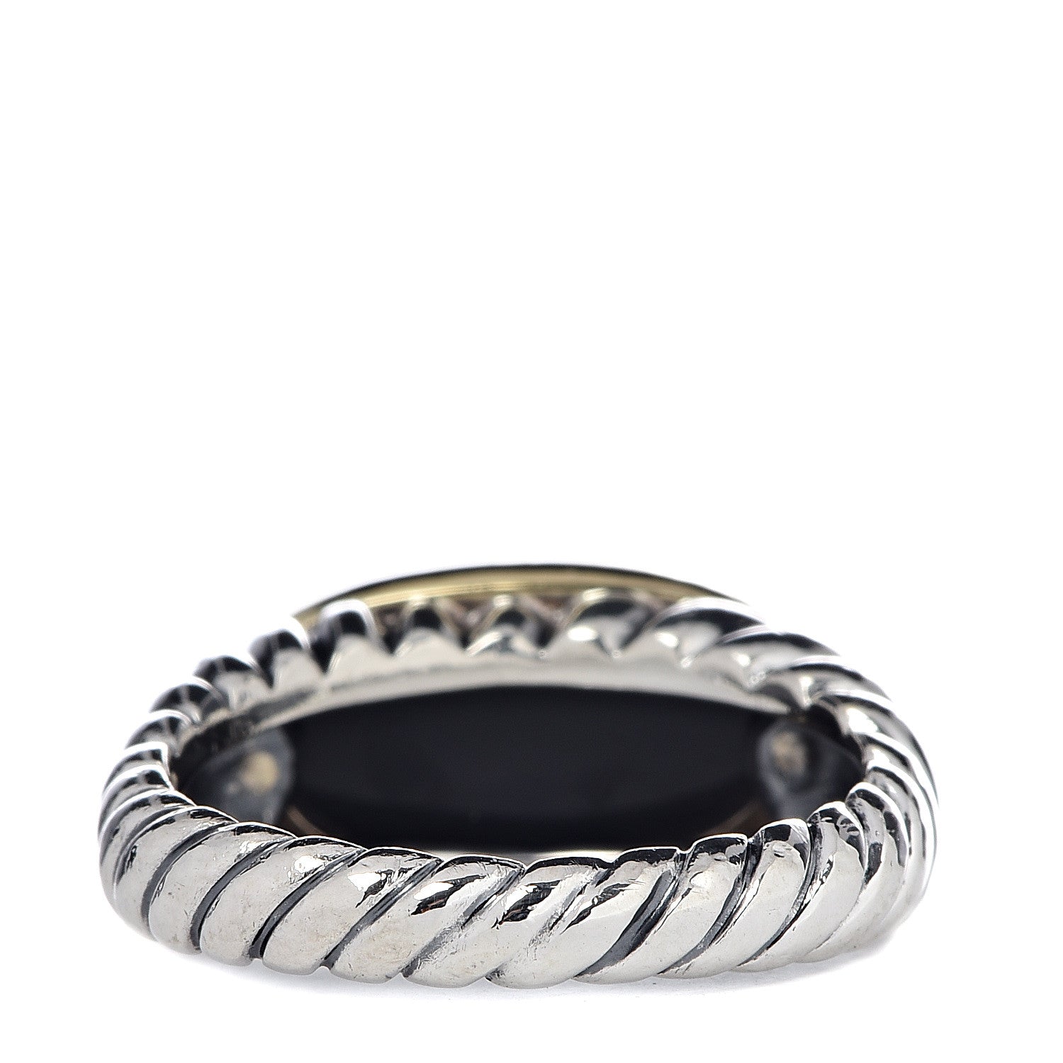 David Yurman Sterling Silver 18K Yellow Gold Black Onyx Ring 54 7 4 of 5