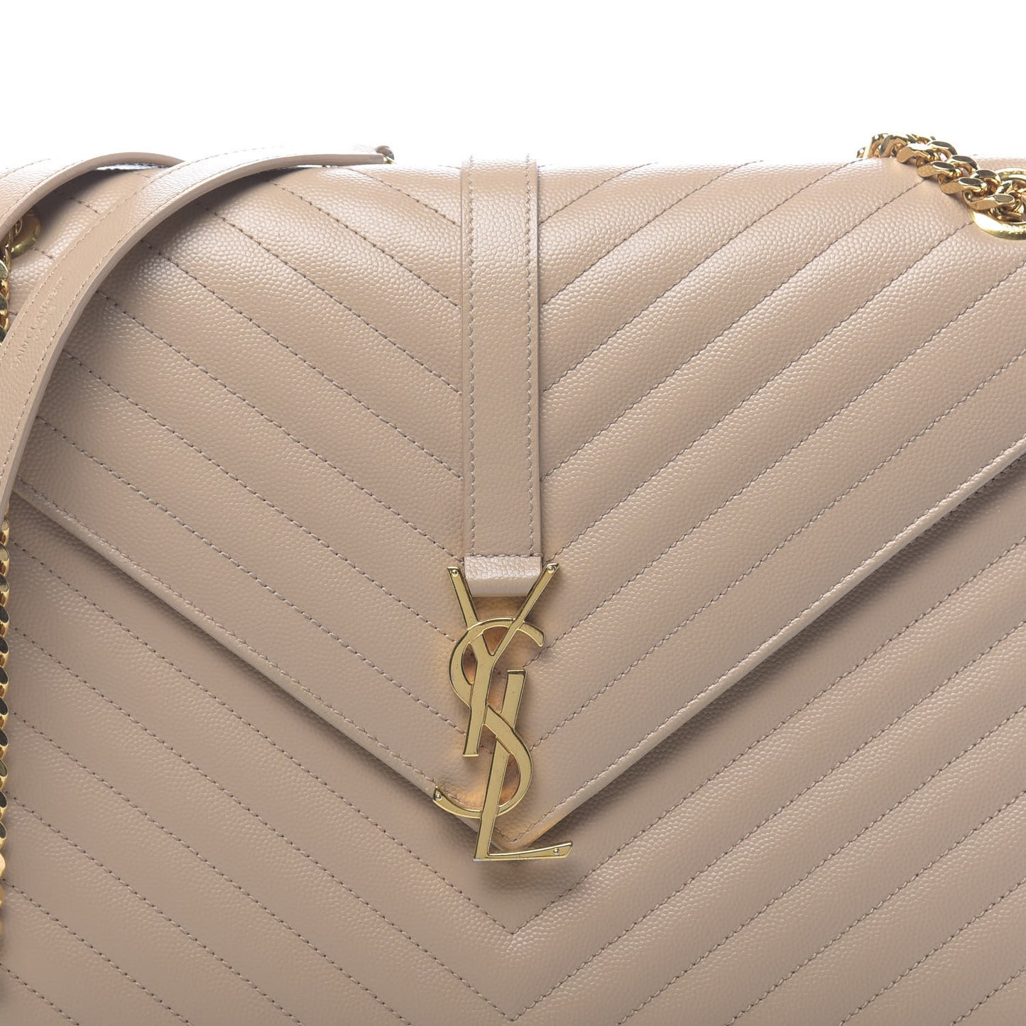 Grain De Poudre Matelasse Chevron Large Monogram Satchel Dark Beige
