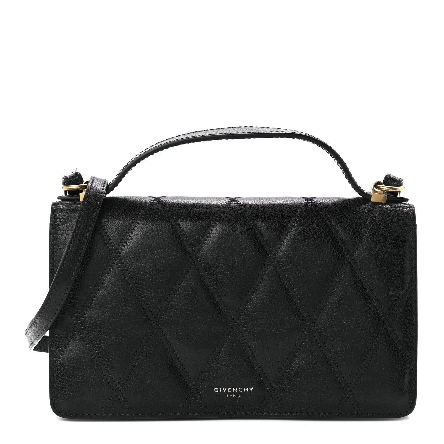 Givenchy Goatskin Quilted GV3 Strap Wallet Black 1 of 10