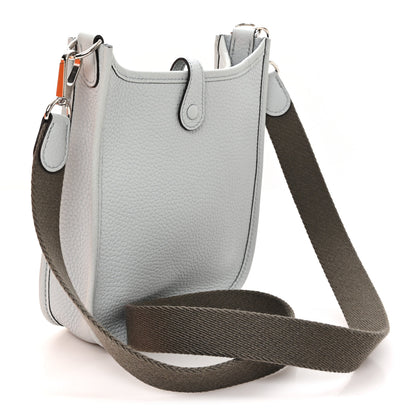 Hermes Taurillon Clemence Amazone Evelyne Short Strap TPM Bleu Pale Gris Etain 3 of 11