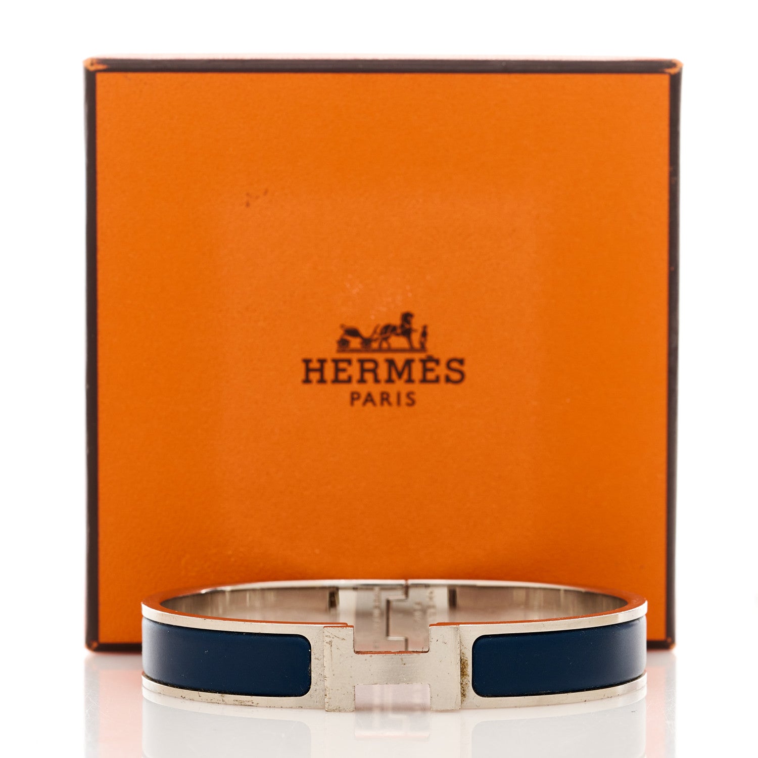 Hermes Matte Enamel Narrow Clic Clac HH Bracelet T5 Bleu Biarritz 4 of 4