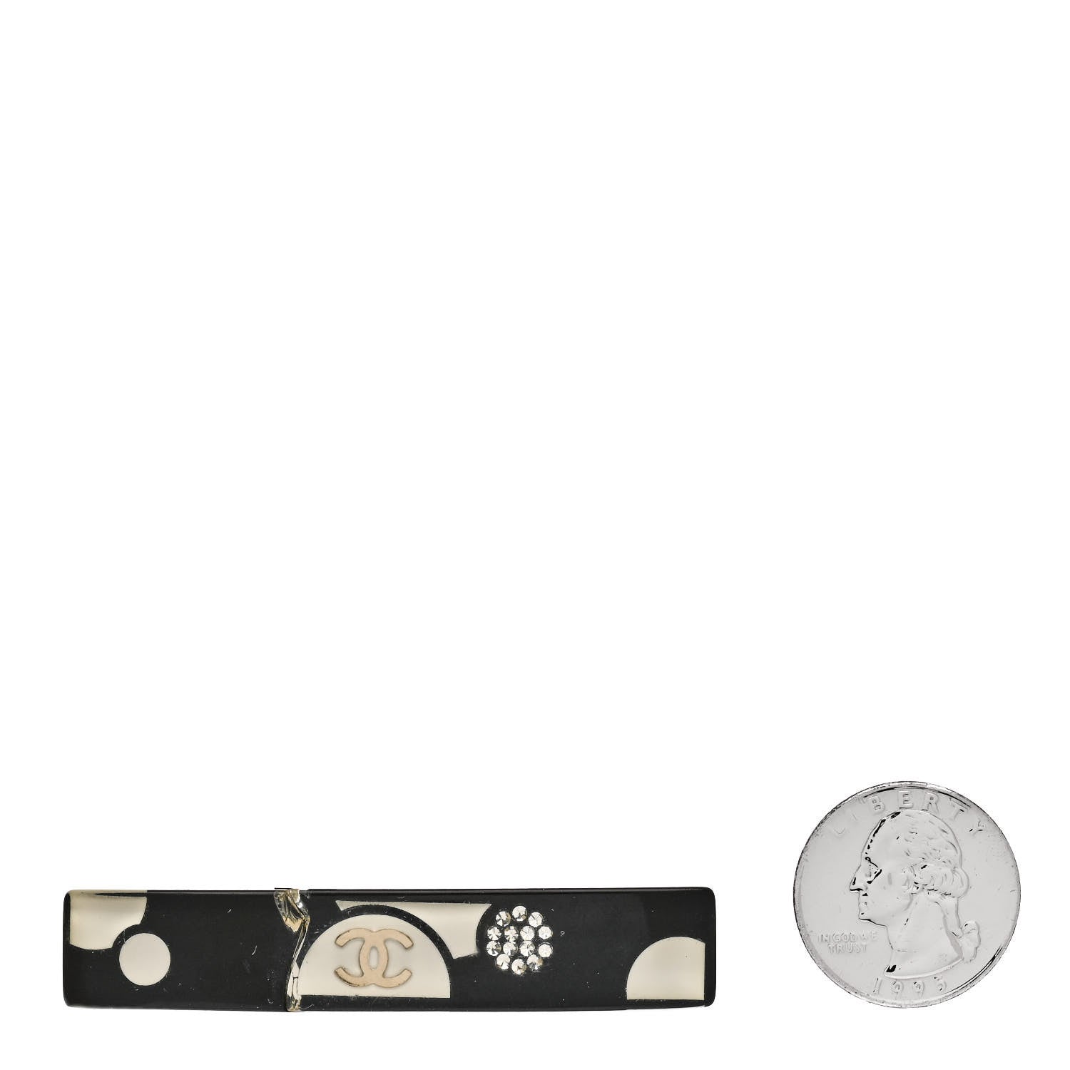 Chanel Resin Crystal CC Hair Clip Barrette Black 2 of 9