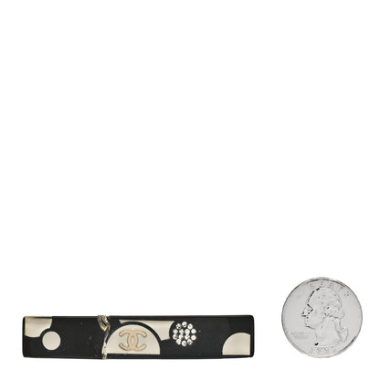 Chanel Resin Crystal CC Hair Clip Barrette Black 2 of 9
