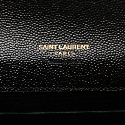 Saint Laurent Grain De Poudre Matelasse Chevron Monogram Envelope Clutch Black 5 of 6