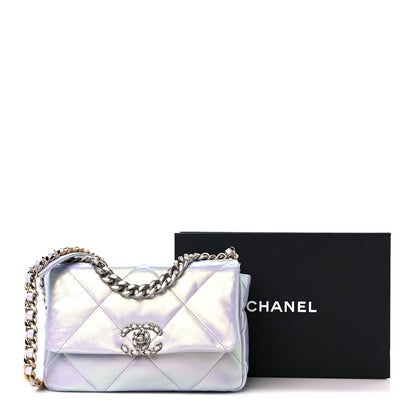 Chanel Iridescent Calfskin Quilted Medium Chanel 19 Flap Light Purple Blue 12 of 12