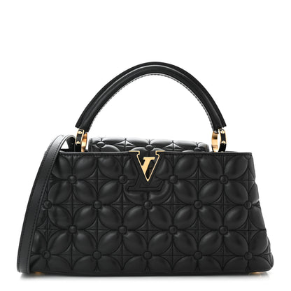 Louis Vuitton Lambskin Quilted Flower Capucines East West MM Black 1 of 9