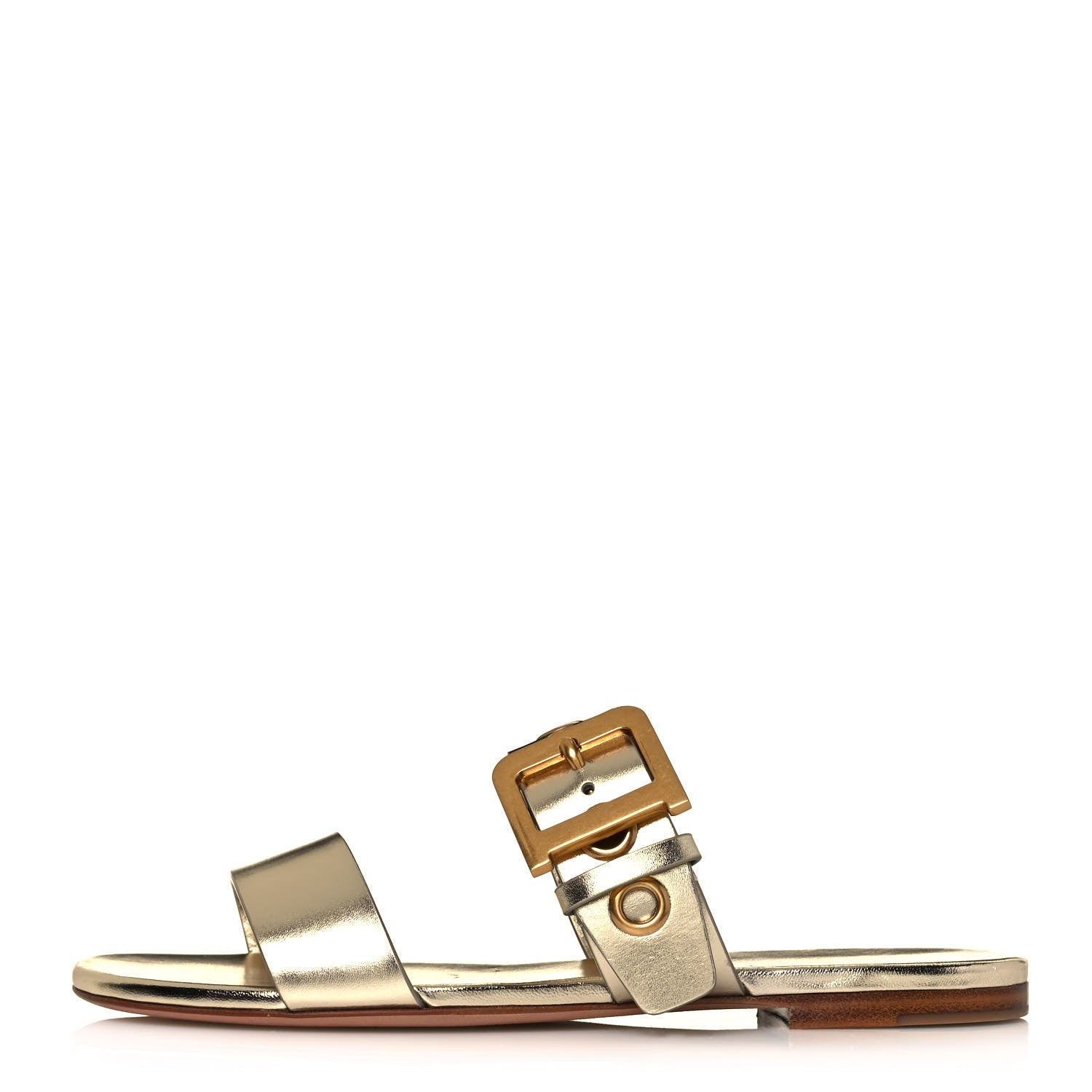Christian Dior Laminated Calfskin D-Dior Slide Flat Sandals 37 Pale Gold 1 of 9