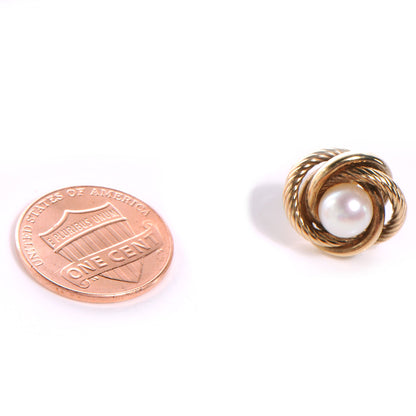 Tiffany 14k Yellow Gold Pearl Knot Earrings 2 of 4