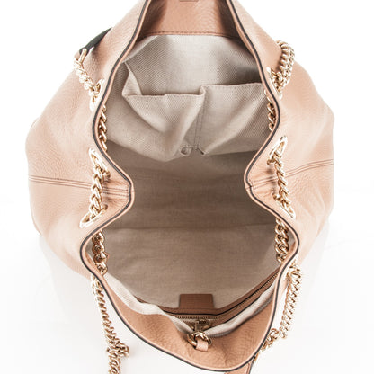 Gucci Pebbled Calfskin Medium Soho Chain Shoulder Bag Beige 5 of 7