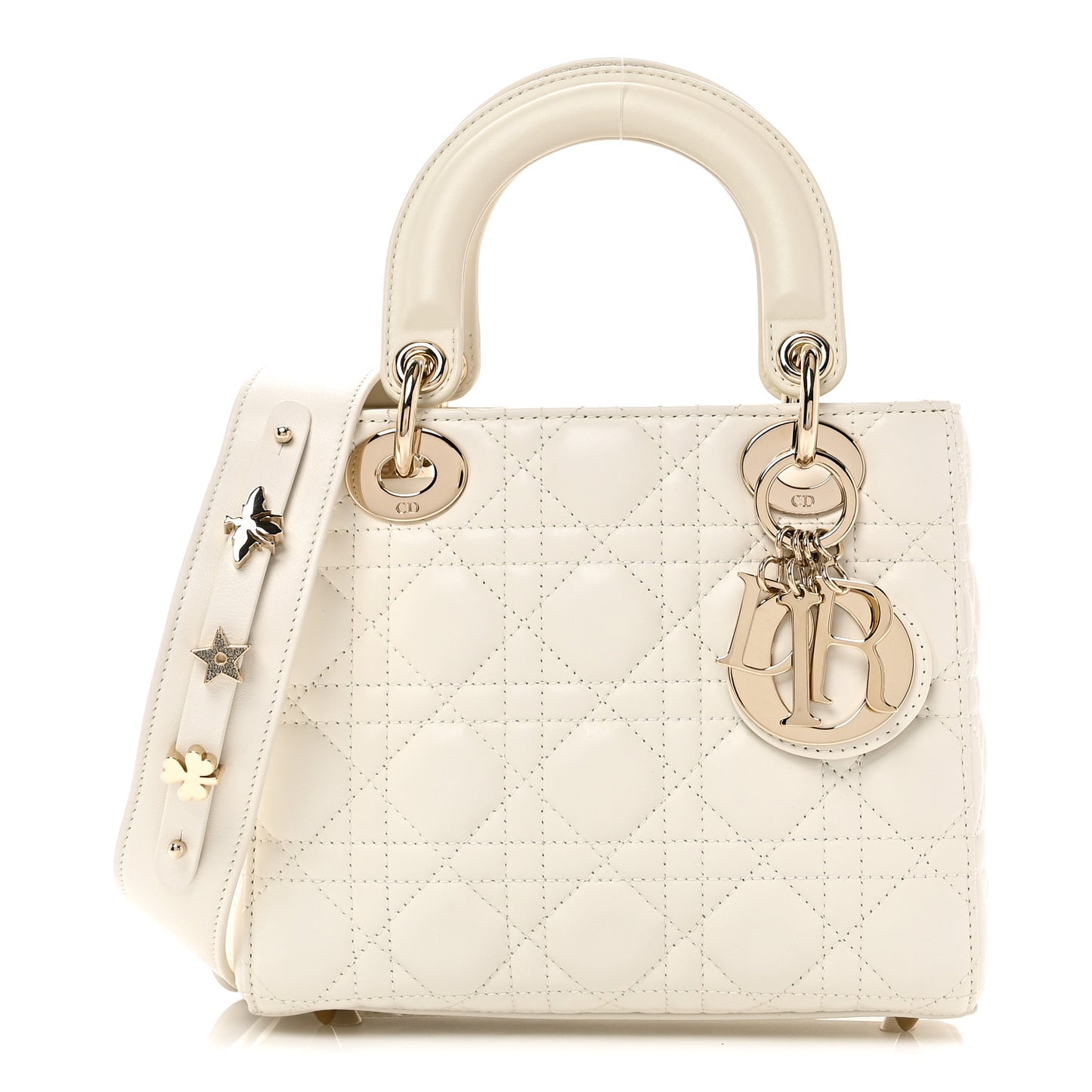 Lambskin Cannage Small Lucky Badges My Lady Dior White