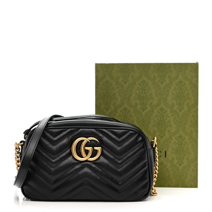 Gucci Calfskin Matelasse Small GG Marmont Chain Shoulder Bag Black 10 of 10