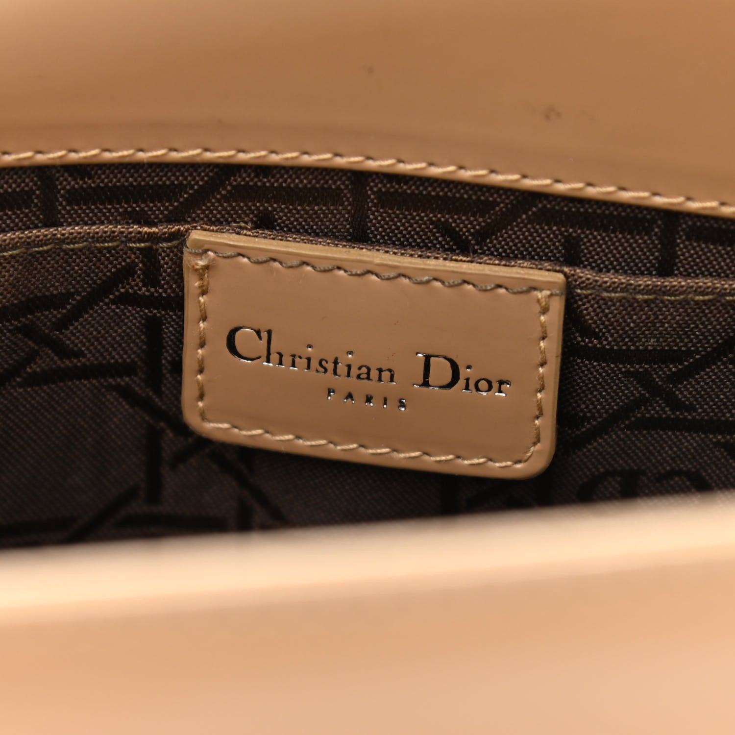 Christian Dior Glazed Calfskin Nylon Lady Dior Tote Beige 7 of 14