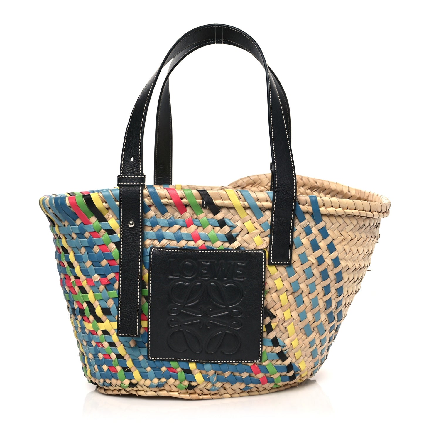 Raffia Basket Tote Bag Natural Multicolor
