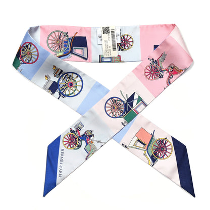 Hermes Silk Les Voitures Exquises Twilly Bleu Rose Vert 1 of 4