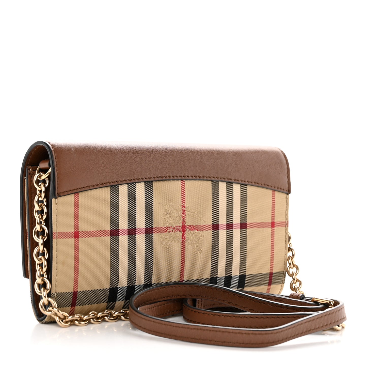 Calfskin Horseferry Check Henley Wallet On Chain Tan