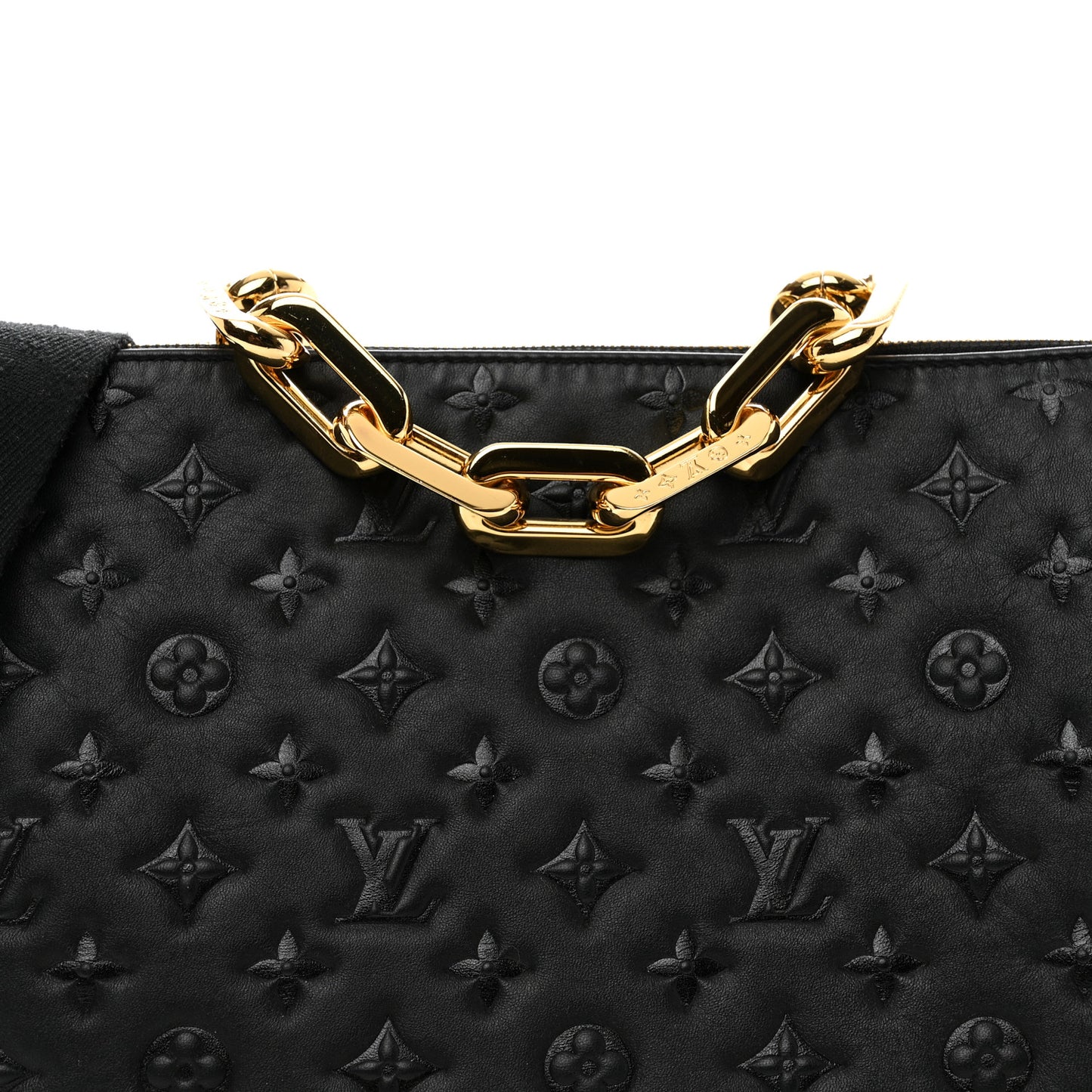 Lambskin Embossed Monogram Coussin MM Black