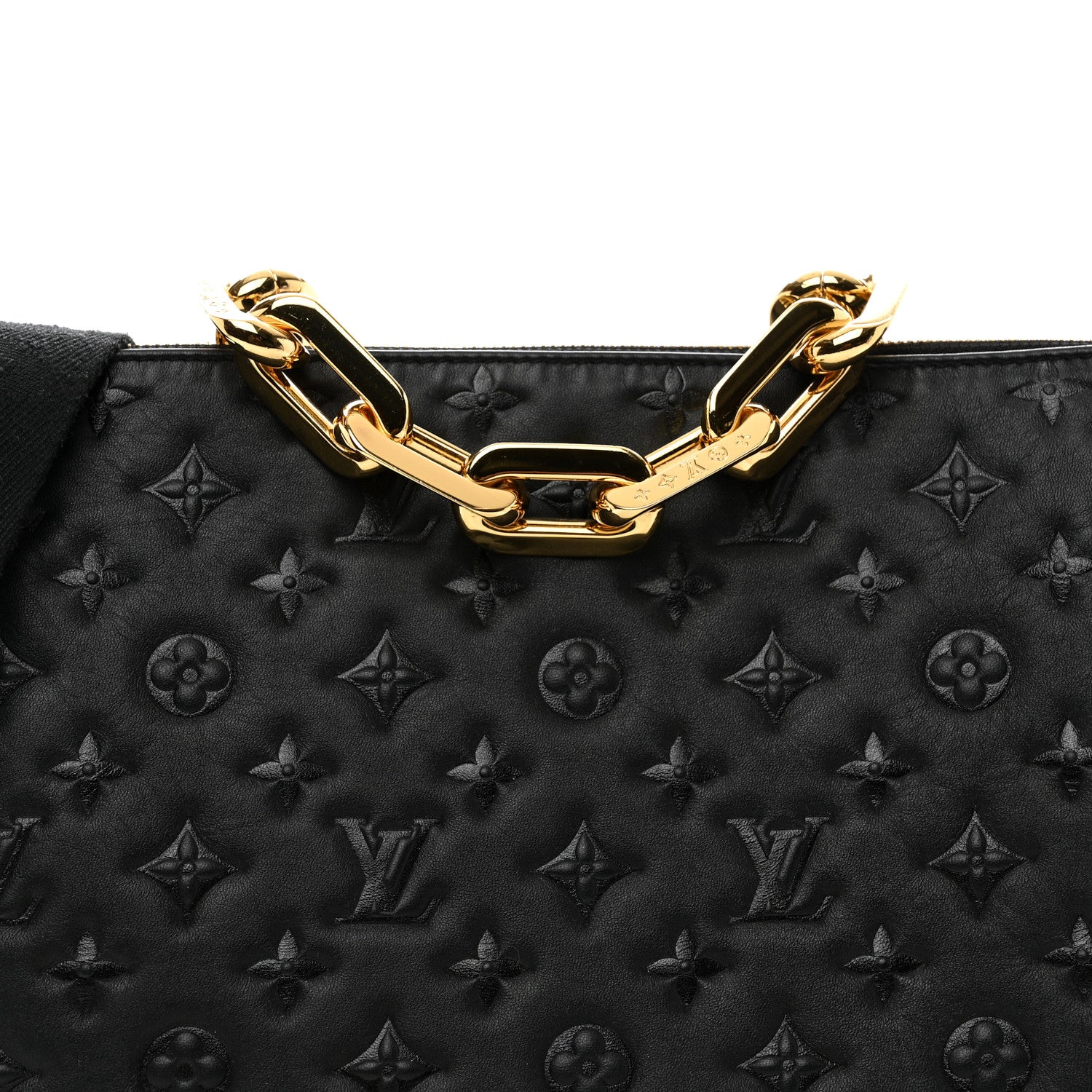 Louis Vuitton Lambskin Embossed Monogram Coussin MM Black 5 of 10