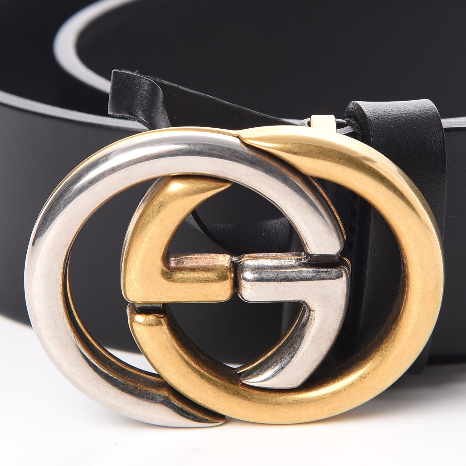 Gucci Calfskin Bi Color Interlocking G Belt 90 36 Black 7 of 7
