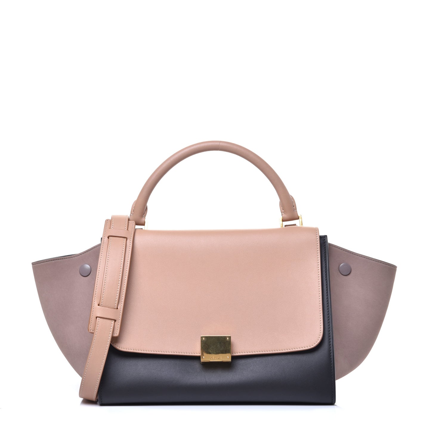 Smooth Calfskin Nubuck Small Tri-Color Trapeze Nude