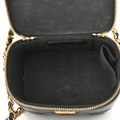 Chanel Lambskin Quilted Top Handle Mini Vanity Case With Chain Black 5 of 10