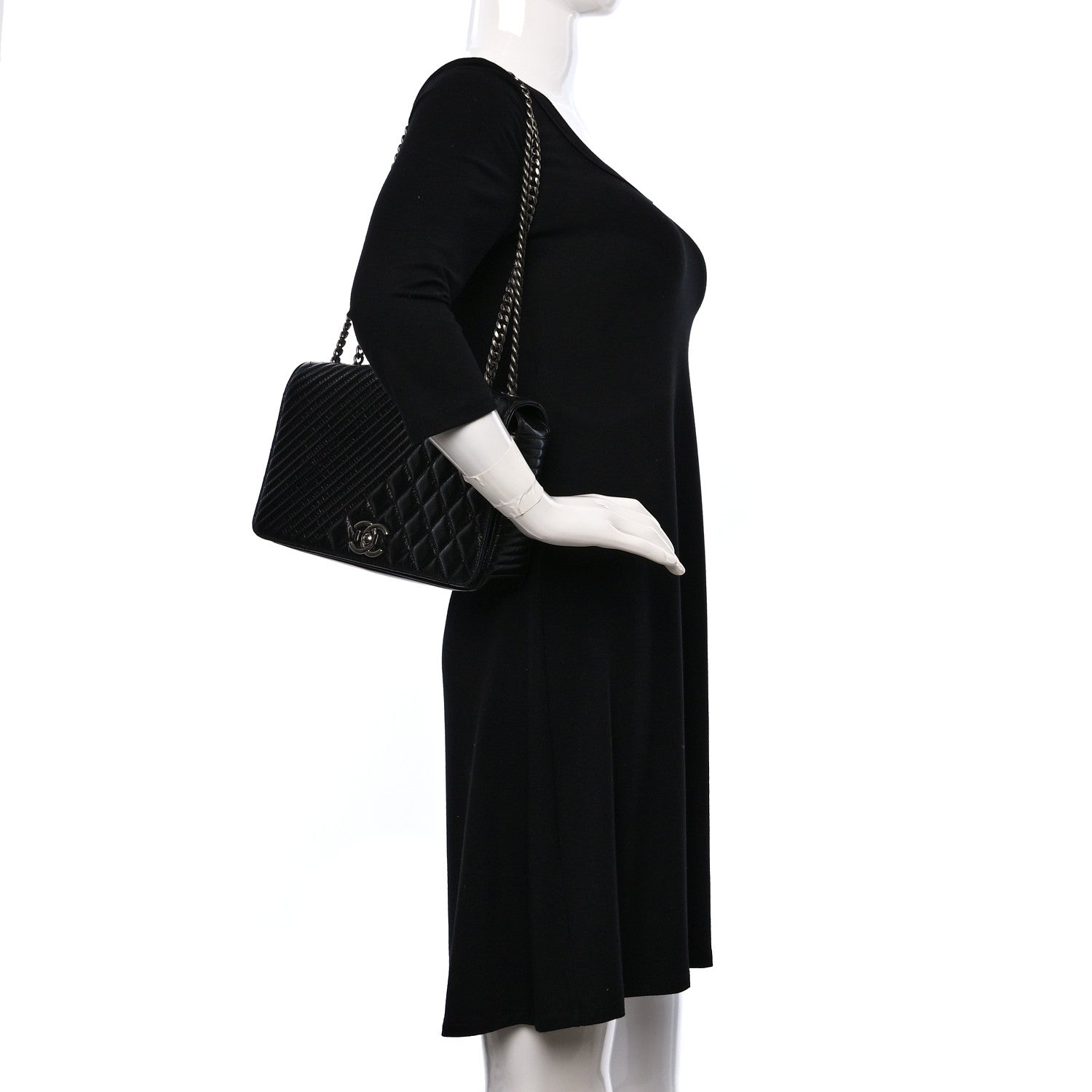 Chanel Glazed Calfskin Quilted Medium Coco Boy Flap Black 2 of 10