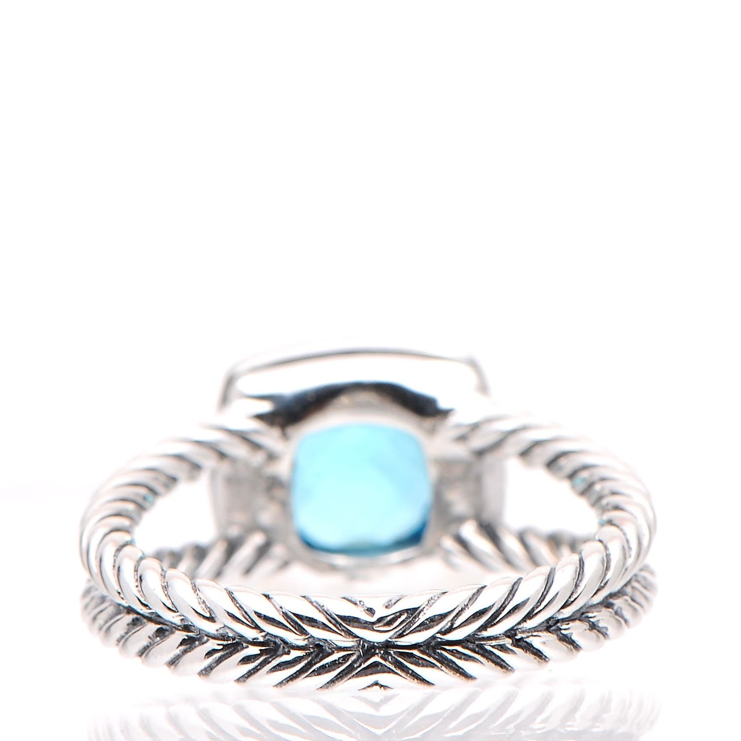 Sterling Silver Diamond Blue Topaz 7mm Petite Albion Ring 54 6.75