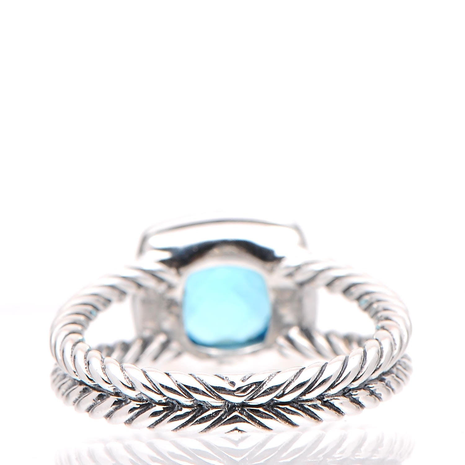 David Yurman Sterling Silver Diamond Blue Topaz 7mm Petite Albion Ring 54 6.75 4 of 5