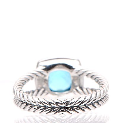 David Yurman Sterling Silver Diamond Blue Topaz 7mm Petite Albion Ring 54 6.75 4 of 5