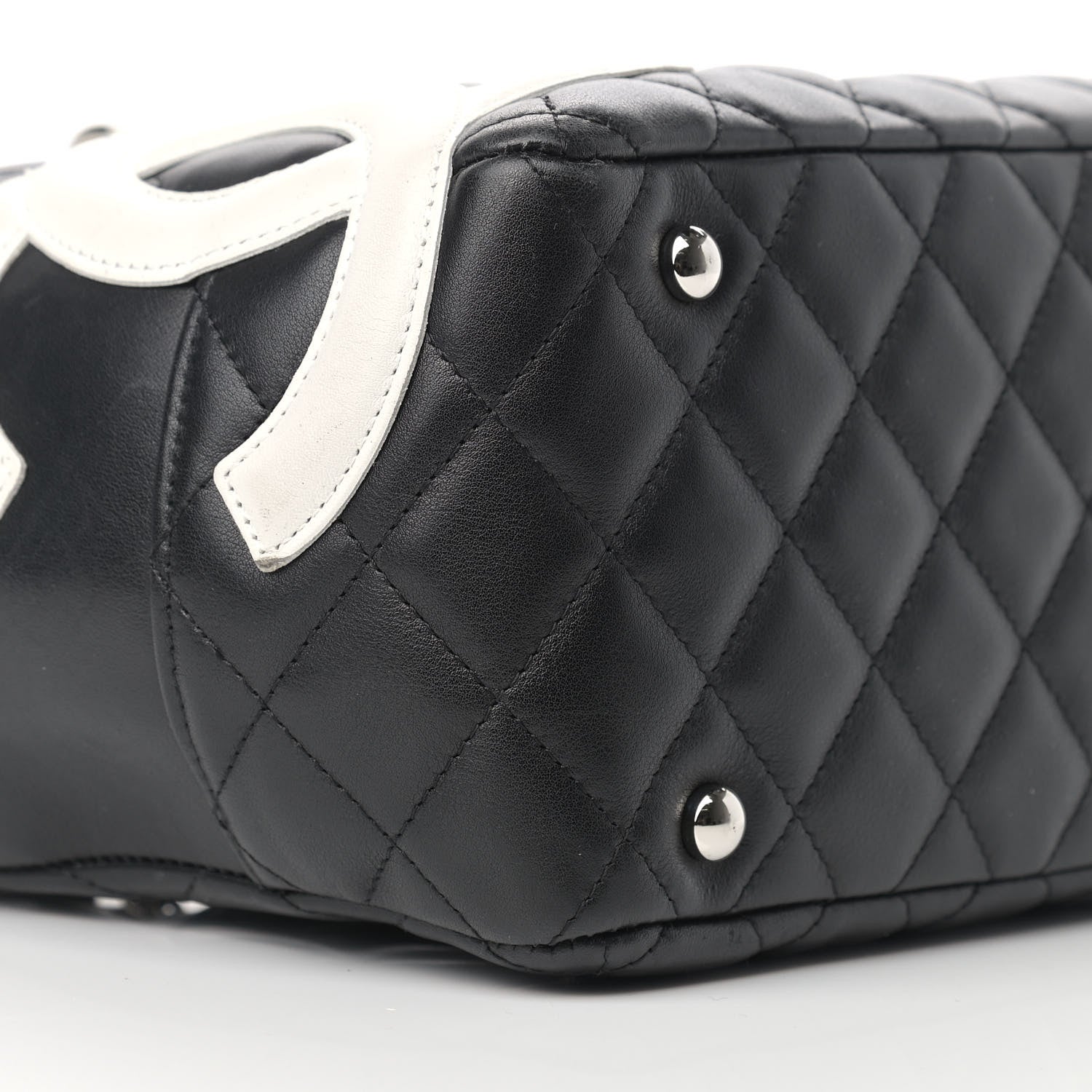 Chanel Calfskin Quilted Large Cambon Bowler Black White 8 of 13