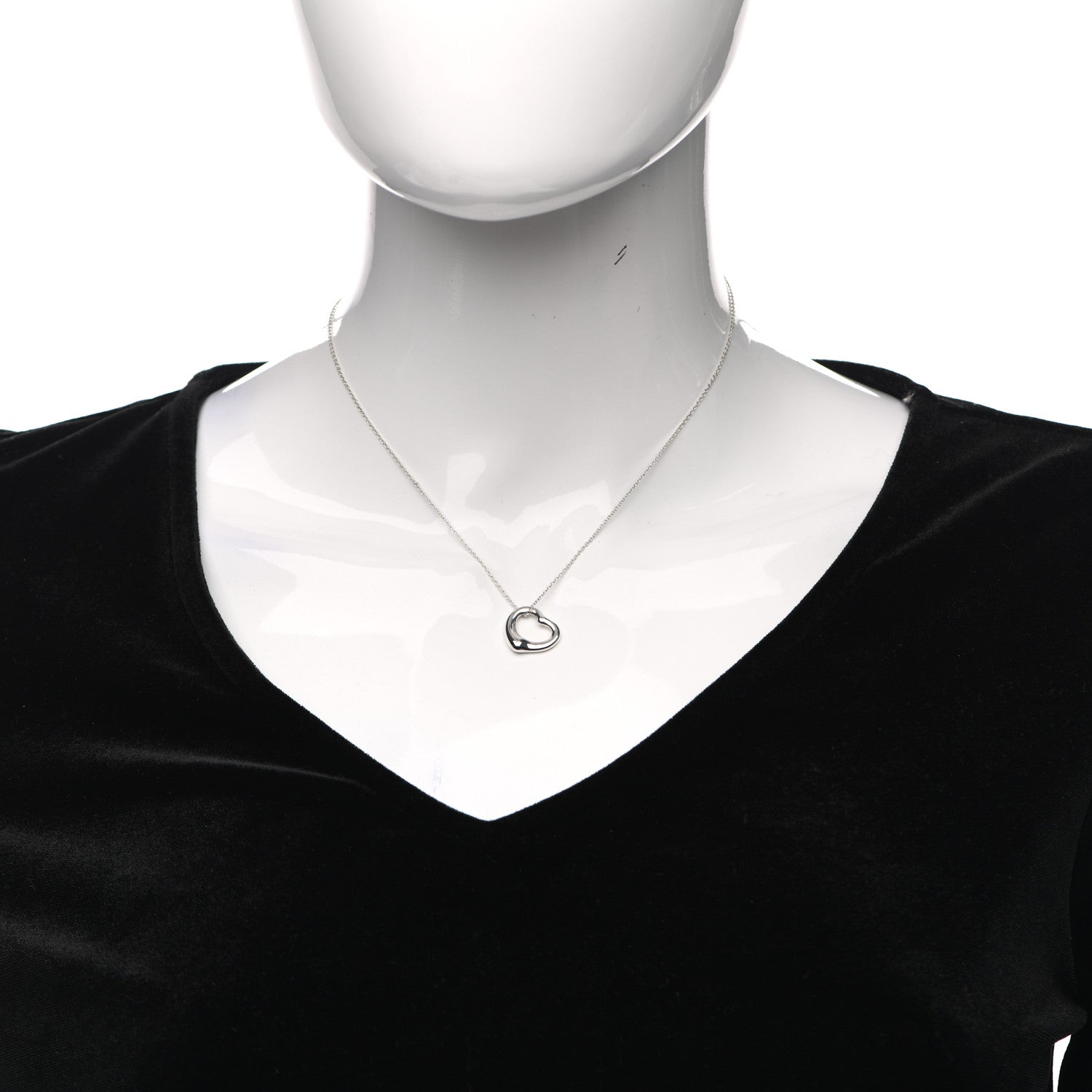 Tiffany Sterling Silver 16mm Elsa Peretti Open Heart Pendant Necklace 2 of 5