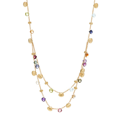 Marco Bicego 18K Yellow Gold Multi Gemstone Paradise Double Strand Necklace 1 of 5