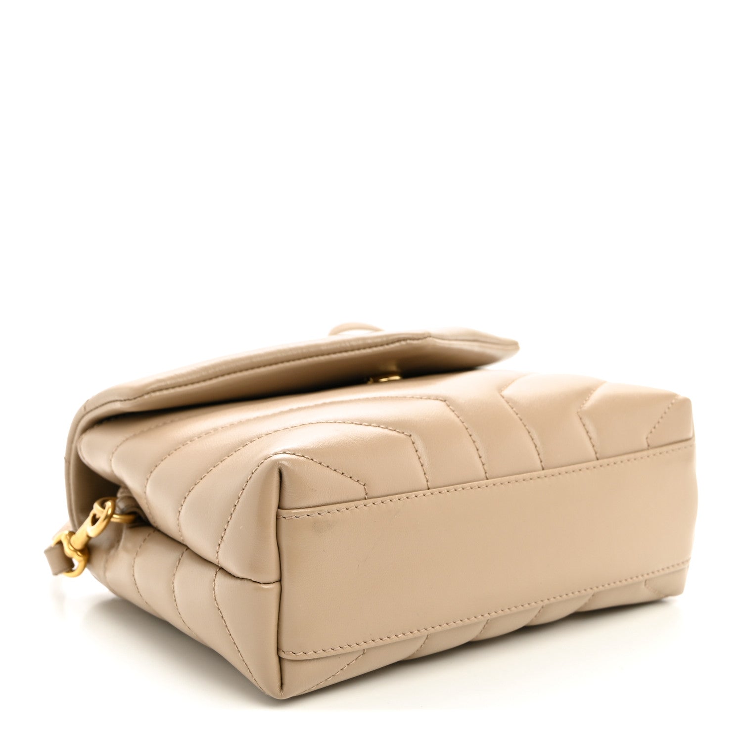 Saint Laurent Calfskin Y Quilted Monogram Toy Loulou Crossbody Bag Dark Beige 4 of 11