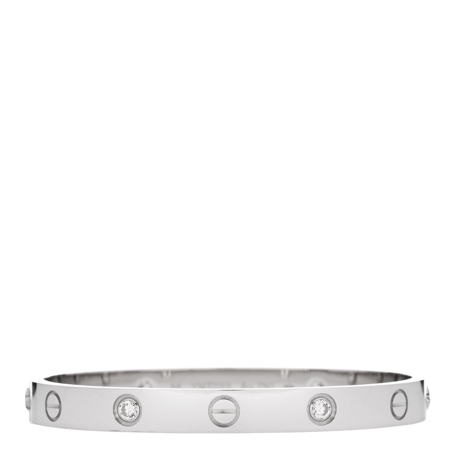 Cartier 18K White Gold 4 Diamond LOVE Bracelet 16 1 of 9