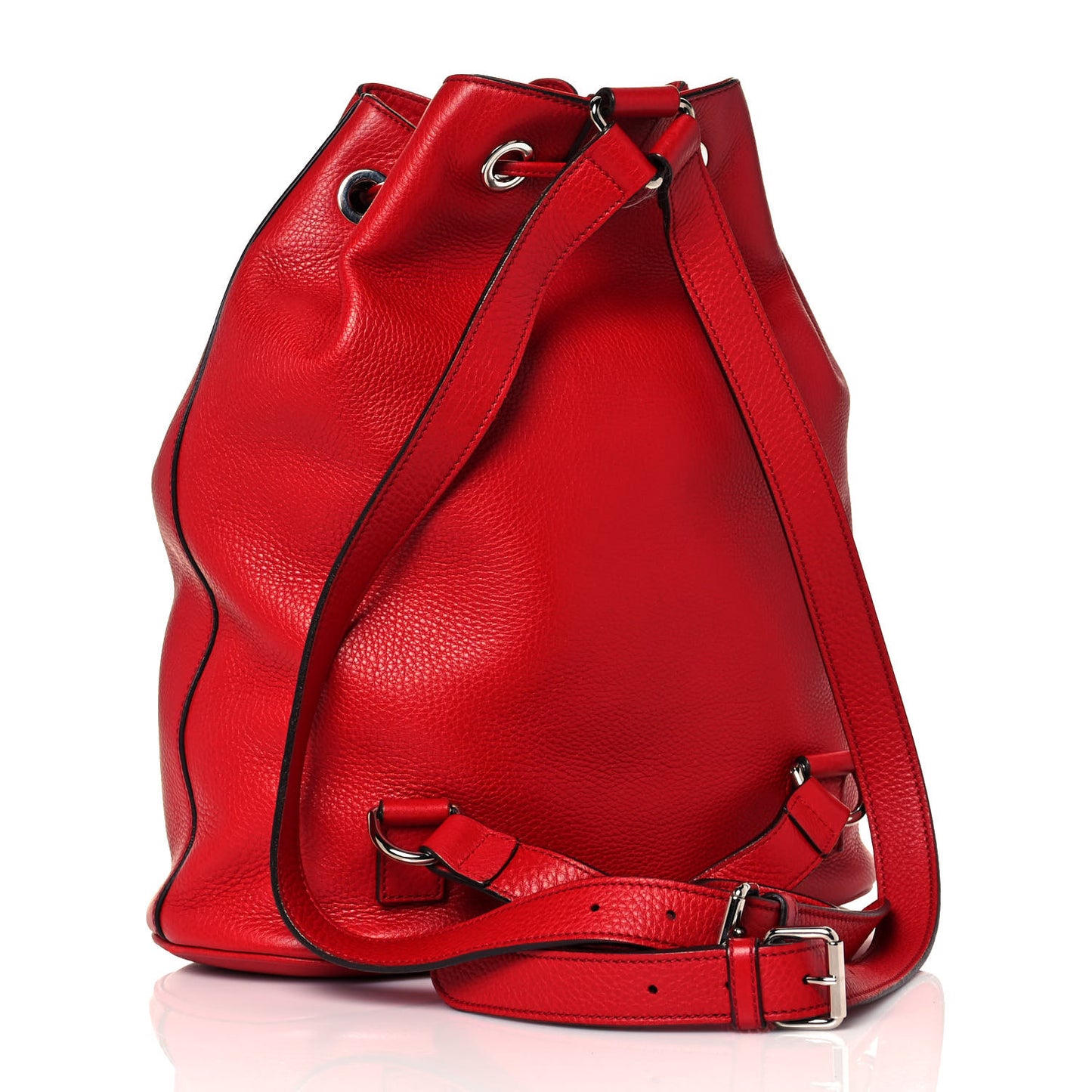 Pebbled Calfskin Small Soho Drawstring Backpack Tabasco Red