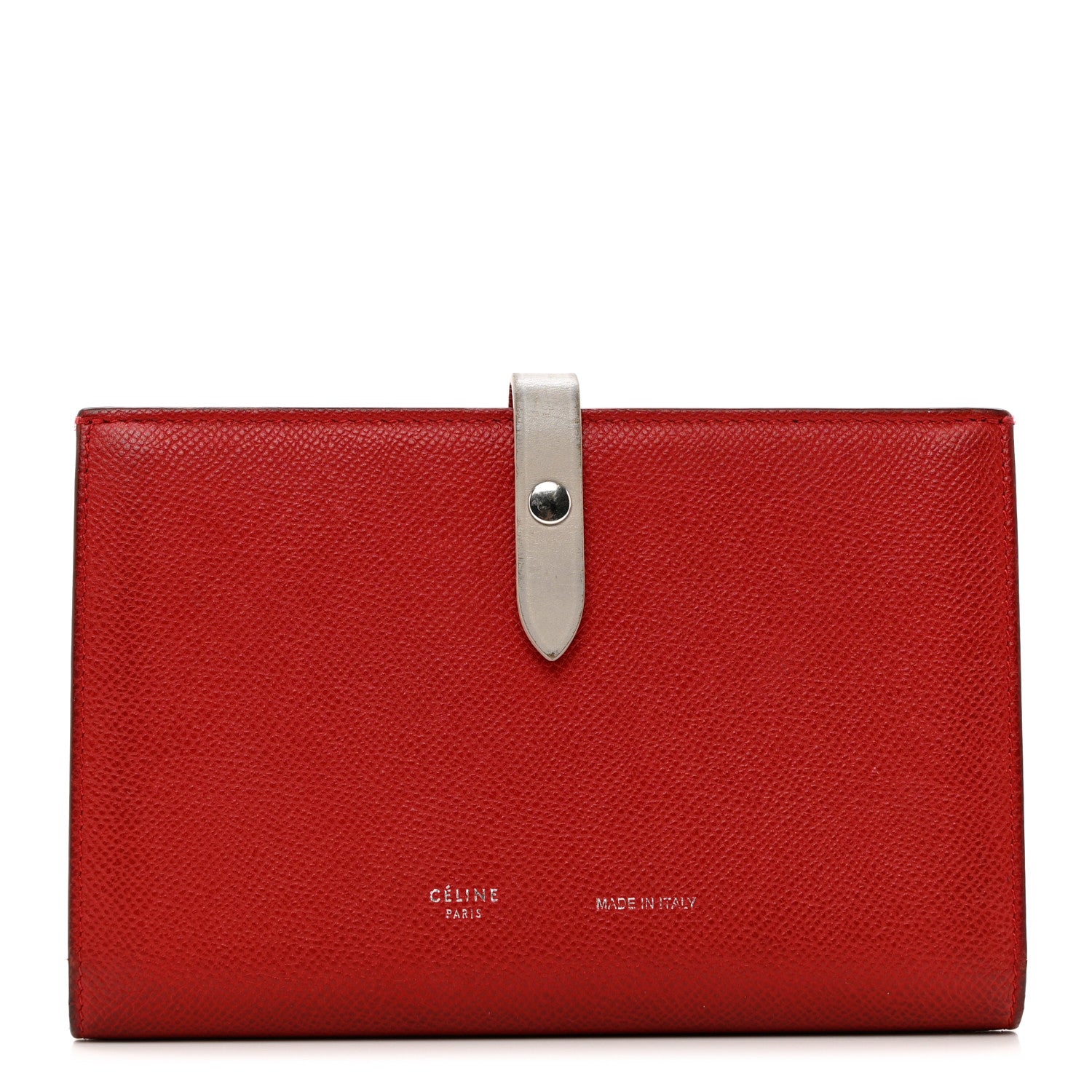 Celine Grained Calfskin Large Multifunction Strap Wallet Pop Red 1 of 11