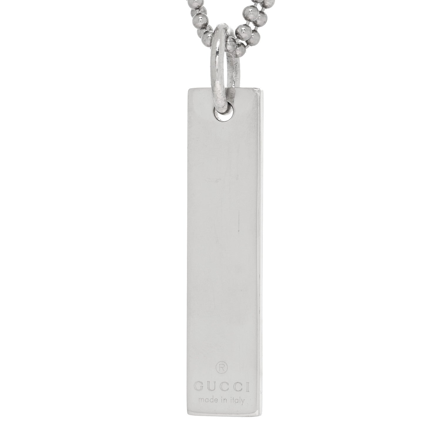 Gucci Sterling Silver  Double Bead Bar Pendant Necklace 5 of 5